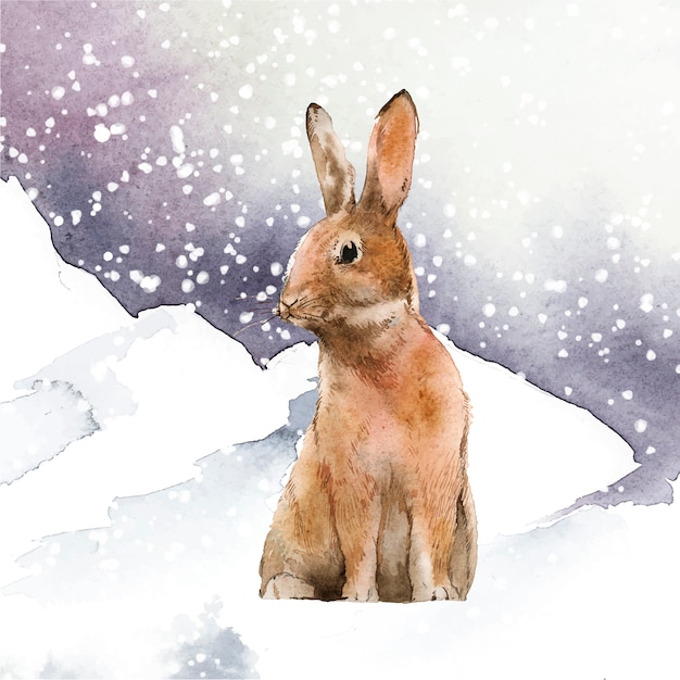 Wilder Hase in einem Winterwunderland