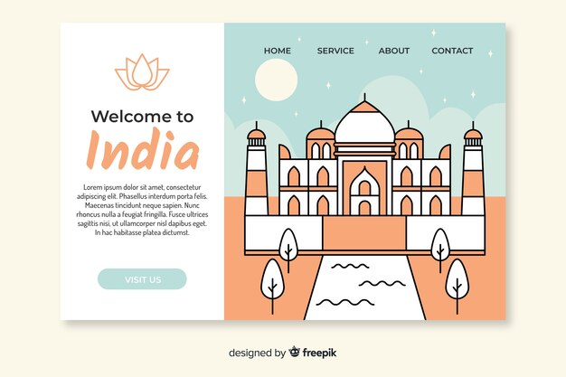 Kostenloser Vektor willkommen auf der indischen landing page