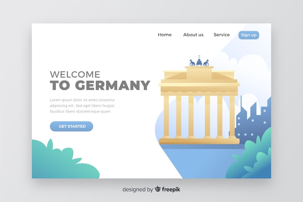 Kostenloser Vektor willkommen auf der landing page von deutschland