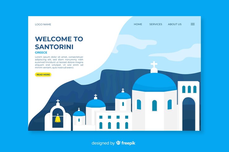 Kostenlose Vektor willkommen auf der santorini landing page
