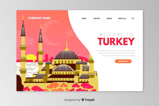 Kostenloser Vektor willkommen bei der vorlage für die landingpage der türkei
