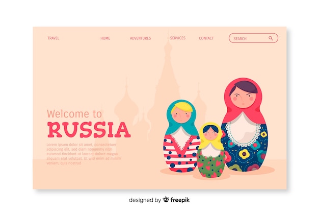 Kostenloser Vektor willkommen in russland landing page