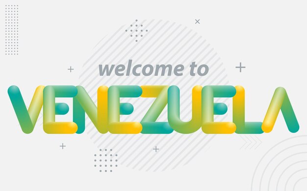 Kostenloser Vektor willkommen in venezuela kreative typografie mit 3d-mischeffekt vektorillustration