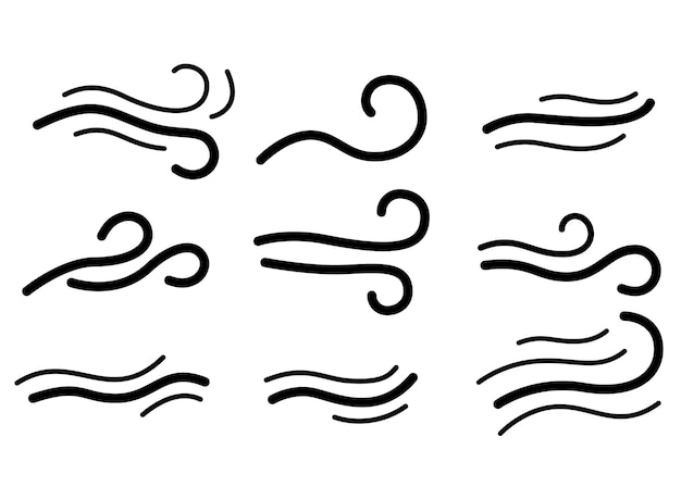 Kostenloser Vektor wind-set-doodle-linien