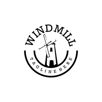Windmühlen-logo-design-konzept-vektor in weißem hintergrund isoliert
