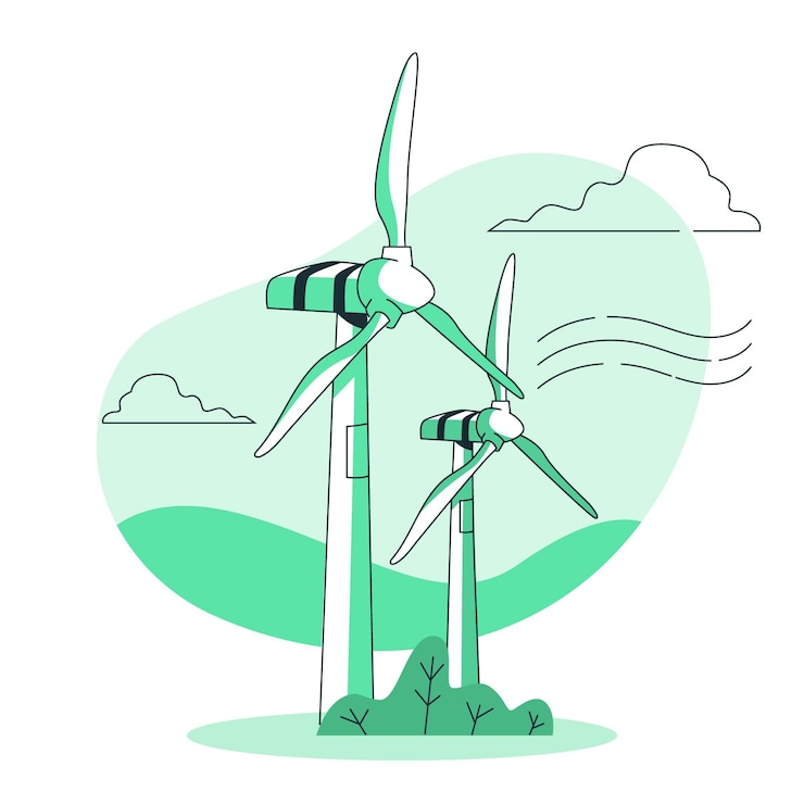 Kostenlose Vektor windturbinenkonzeptillustration