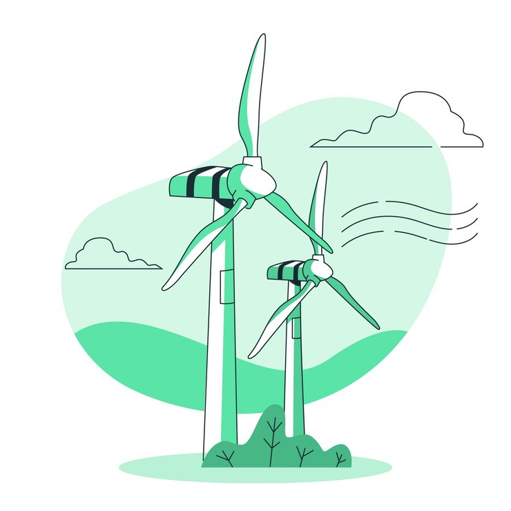 Kostenlose Vektor windturbinenkonzeptillustration
