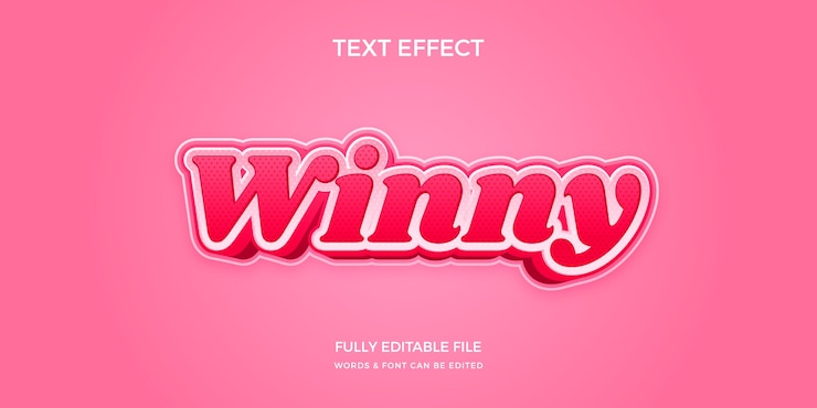 Kostenlose Vektor winny-texteffekt mit farbverlauf in pink