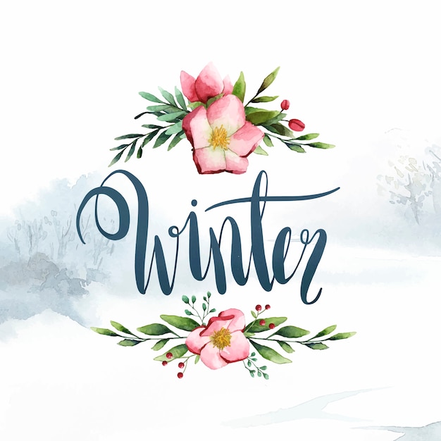 Kostenloser Vektor winter aquarell kalligraphie typografie vektor