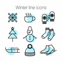 Kostenloser Vektor winter-linie symbole