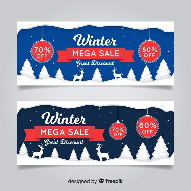 Kostenloser Vektor winter sale banner