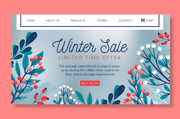 Kostenloser Vektor winter sale landing page vorlage