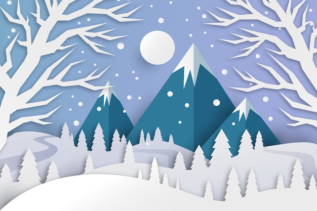 Winterlandschaft im papierstil