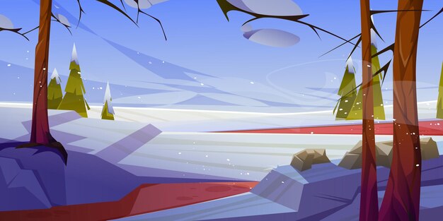 Winterlandschaft mit Bäumen und weißem Schnee