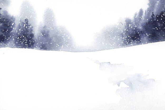 Wintermärchenlandlandschaft gemalt durch Aquarellvektor