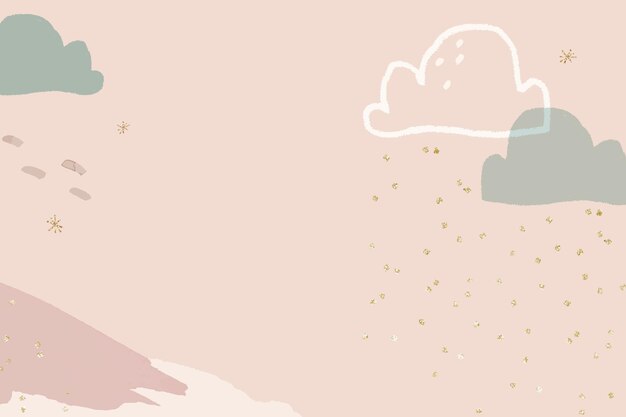Wintersaison-Hintergrundvektor in Pastellrosa mit Gekritzelbergillustration