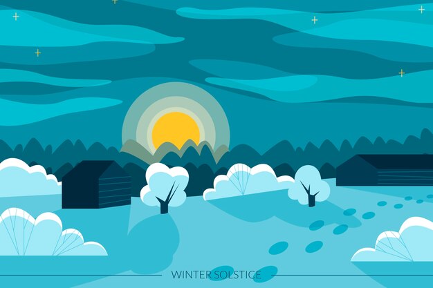 Wintersonnenwende-Hintergrund im handgezeichneten Stil