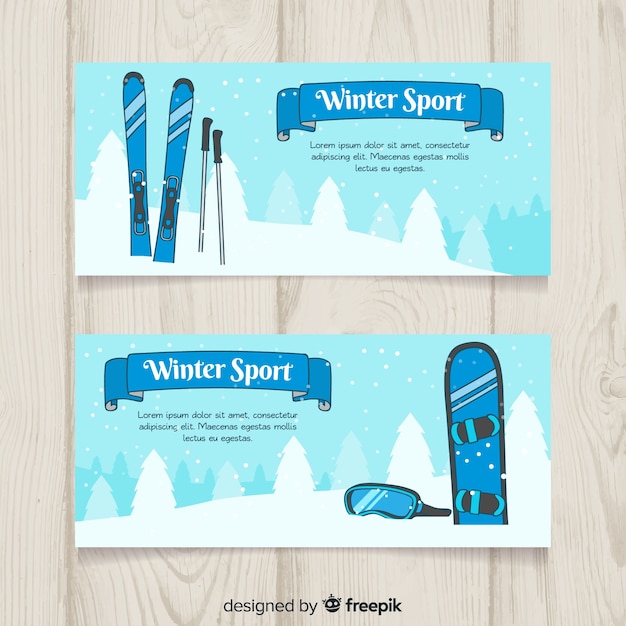 Kostenloser Vektor wintersport-banner-vorlage