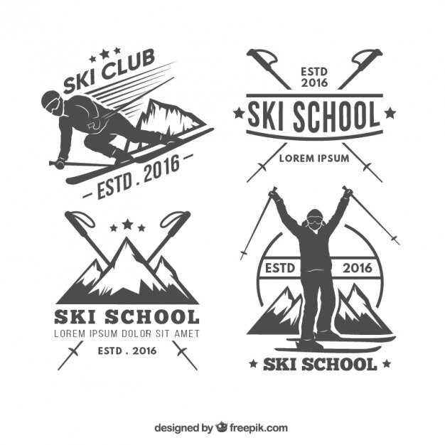 Kostenlose Vektor wintersport retro aufkleber packen