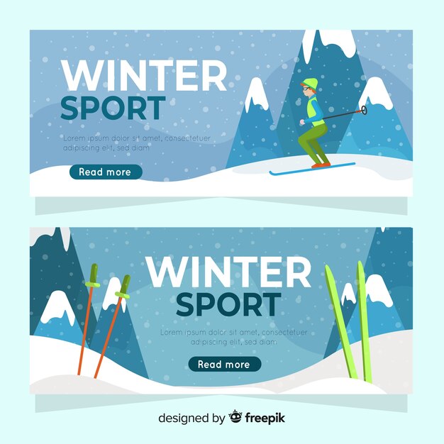 Kostenloser Vektor wintersport ski banner