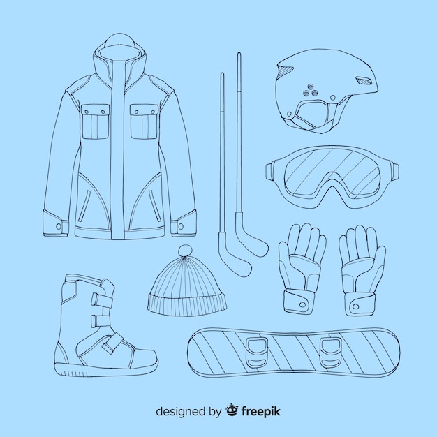Kostenloser Vektor wintersportausrüstung