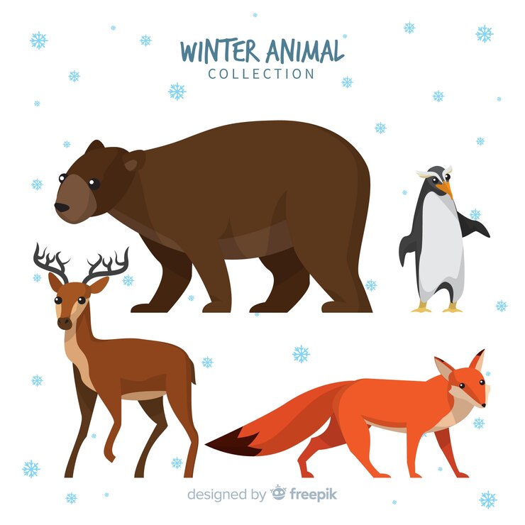 Kostenlose Vektor wintertiersammlung