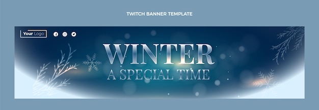 Kostenloser Vektor wintertwitch-banner mit farbverlauf