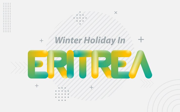 Kostenlose Vektor winterurlaub in eritrea kreative typografie mit 3d-mischeffekt vektorillustration