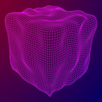 Wireframe mesh noise box verbindungsstruktur digitale datenvisualisierung konzept vektor-illustration