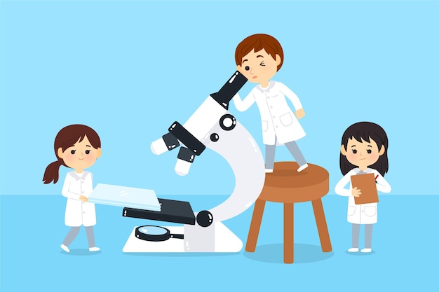 Wissenschaftler arbeiten mit Mikroskop
