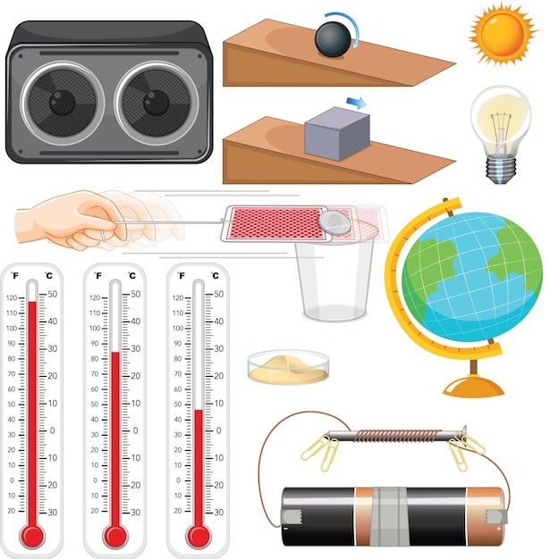 Kostenloser Vektor wissenschaftliche ausrüstungen und experimente
