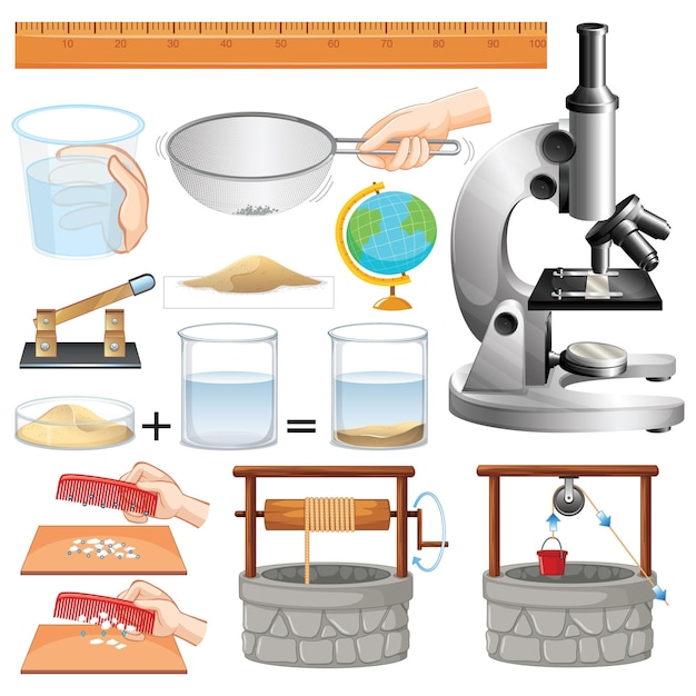 Wissenschaftliche geräte auf weißem hintergrund