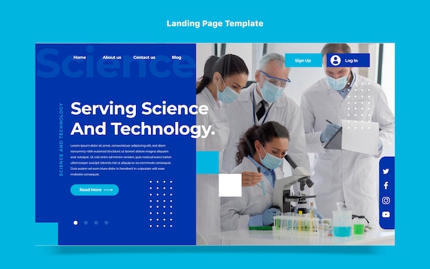 Kostenloser Vektor wissenschafts-landingpage mit flachem design