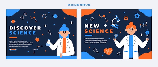 Wissenschaftsbroschüre mit flachem Design