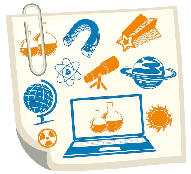 Wissenschaftssymbole auf weißbuch