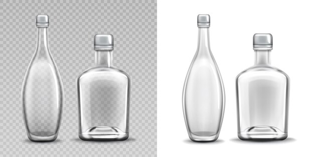 Wodka Glasflasche realistisch gefüllt Alkohol Pack