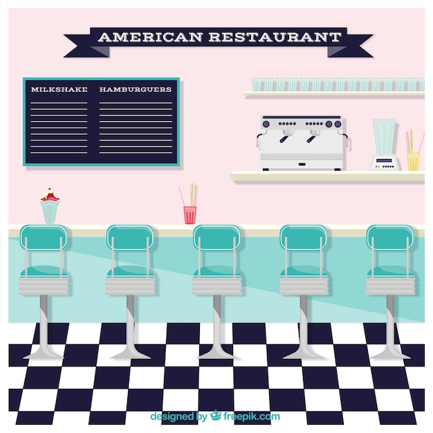 Kostenloser Vektor wohnung american restaurant illustration