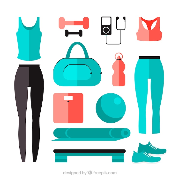 Kostenlose Vektor wohnung frauen fitnessgeräte