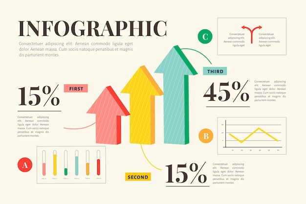 Kostenloser Vektor wohnung infografik mit retro-farben