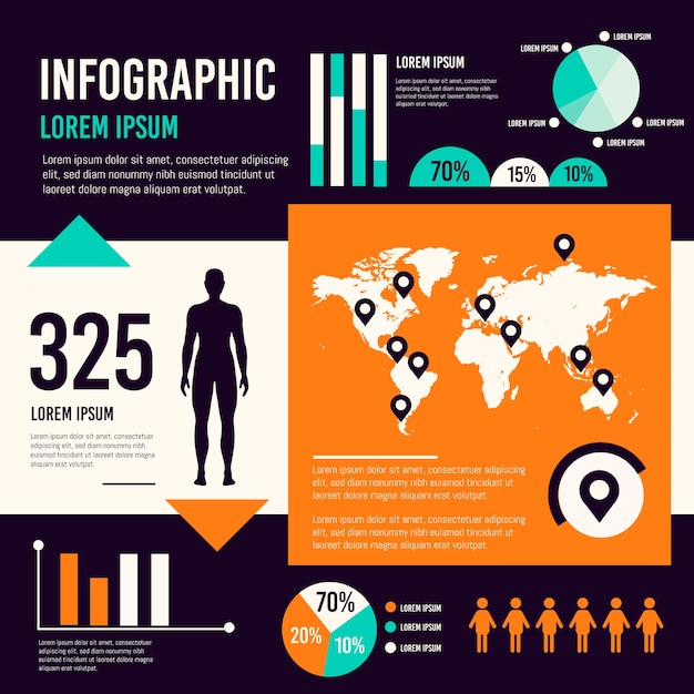 Kostenloser Vektor wohnung infografik mit retro-farben