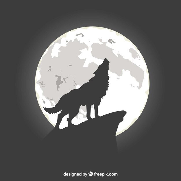 Wolf Hintergrund Heulen Auf Den Mond Premium Vektor