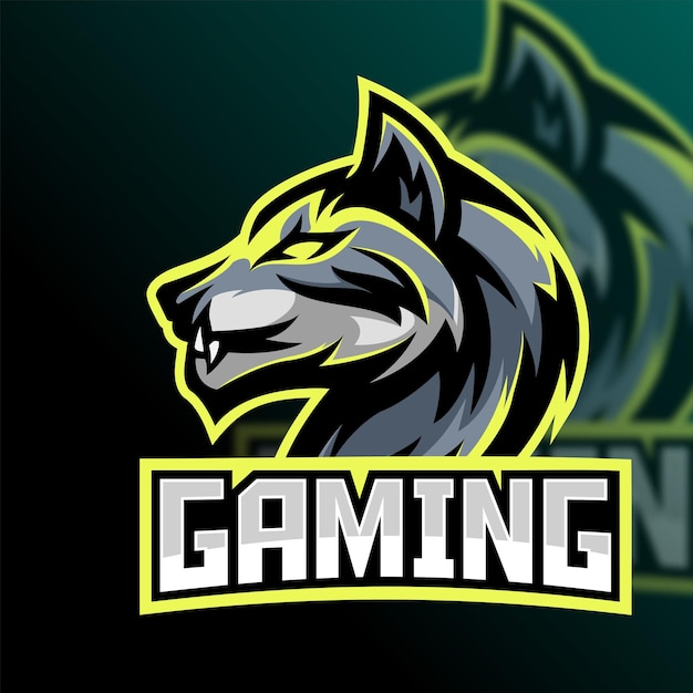 Kostenloser Vektor wolf-maskottchen-esport-gaming-logo-vektordesign