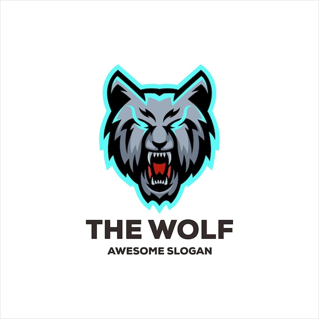 Kostenloser Vektor wolf-maskottchen-illustration-logo-design