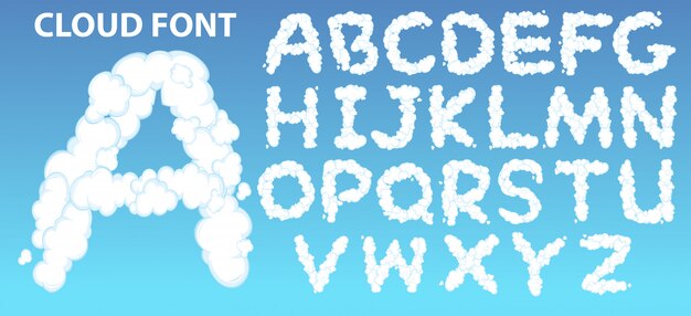 Wolke englisches Alphabet Schrift