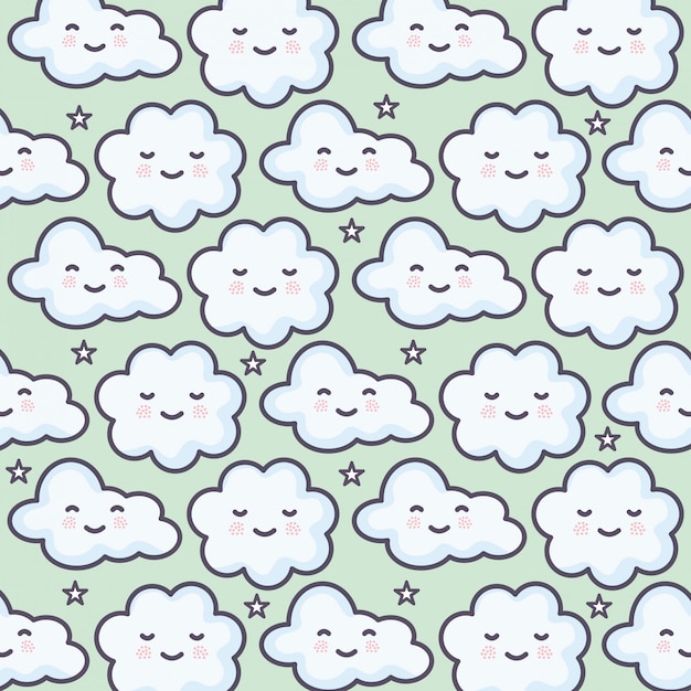 Wolkenhimmelwetter kawaii Charaktermuster