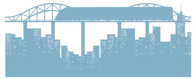 Kostenloser Vektor wolkenkratzer mit skytrain-silhouette