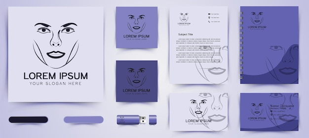 Kostenloser Vektor woman face luxury beauty logo und visitenkarten-branding-vorlage designs inspiration, vektorillustration