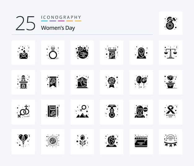 Kostenloser Vektor womens day 25 solid glyph icon pack mit sprachkommunikation für frauen