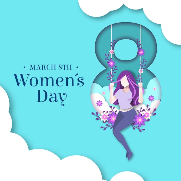 Womens day design im papierstil