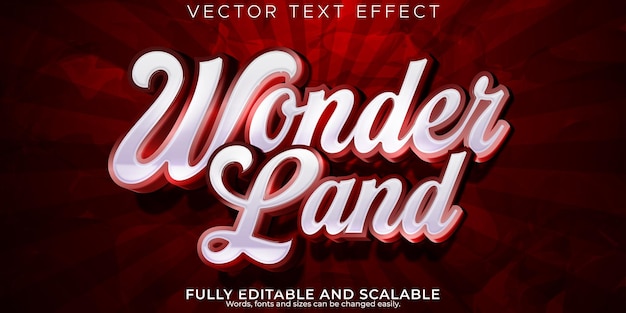 Wonder land texteffekt editierbarer cartoon und lustiger kunsttext stylex9